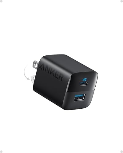 Anker USB C Charger, 323 Charger (33W), 2 Port Compact Charger with Foldable Plug for iPhone 14/14 Plus/14 Pro/14 Pro Max/13/12, Pixel, Galaxy, iPad/iPad Mini and More (Cable Not Included) - White - PuriLite