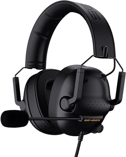 SENZER SG500 Surround Sound Pro Gaming Headset with Noise Cancelling Microphone - Soft Memory Foam Padding - Portable Foldable Headphones for PC, PS4, PS5, Xbox One, Switch - PuriLite