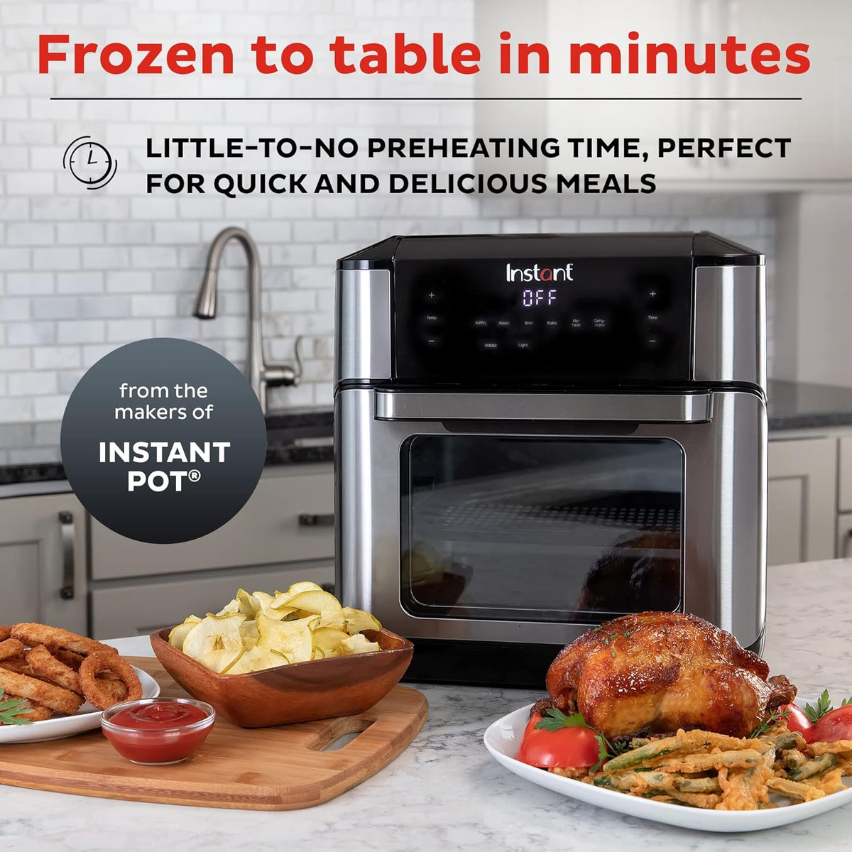 Instant Pot Vortex Plus 10QT Air Fryer Toaster Oven, 7-in-1, EvenCrisp Technology, Crisps, Broils, Bakes, Roasts, Dehydrates, Reheats & Rotisseries, Includes over 100 In-App Recipes, Stainless Steel - PuriLite