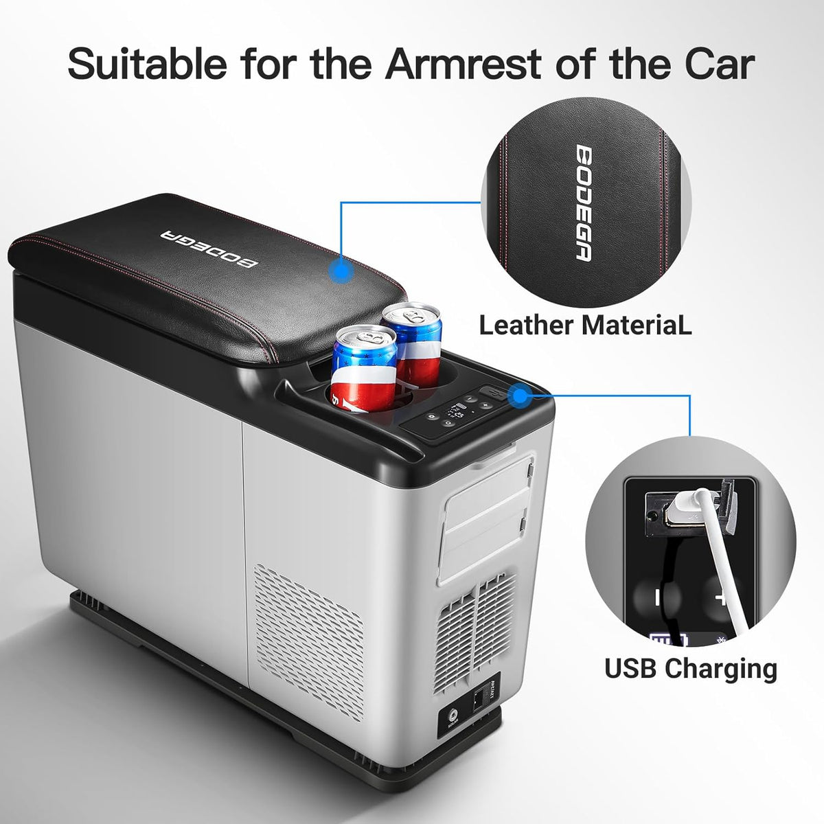 BODEGA 12 Volt Camping Refridgerator,16 Quart Car Fridge,15L Truck Fridge,Portable (5℉-68℉),12V/24V DC Mini Fridge,Electric Car Cooler for RV,Vehicles,Van,SUV,Travel,Road Trip - PuriLite
