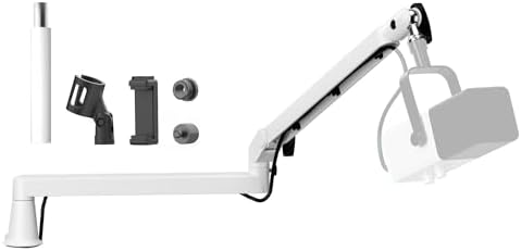 Microphone Boom Arm, Low Profile Mic Arm Professional Adjustable Solid Desk Mount Clamp,Cable Management Microphone Arm Stand for Podcast Streaming Gaming Studio Mic Stand White - PuriLite