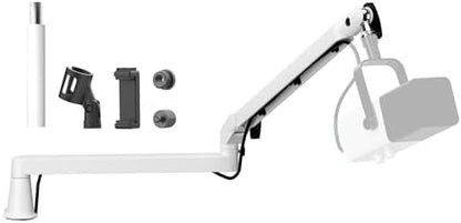 Microphone Boom Arm, Low Profile Mic Arm Professional Adjustable Solid Desk Mount Clamp,Cable Management Microphone Arm Stand for Podcast Streaming Gaming Studio Mic Stand White - PuriLite