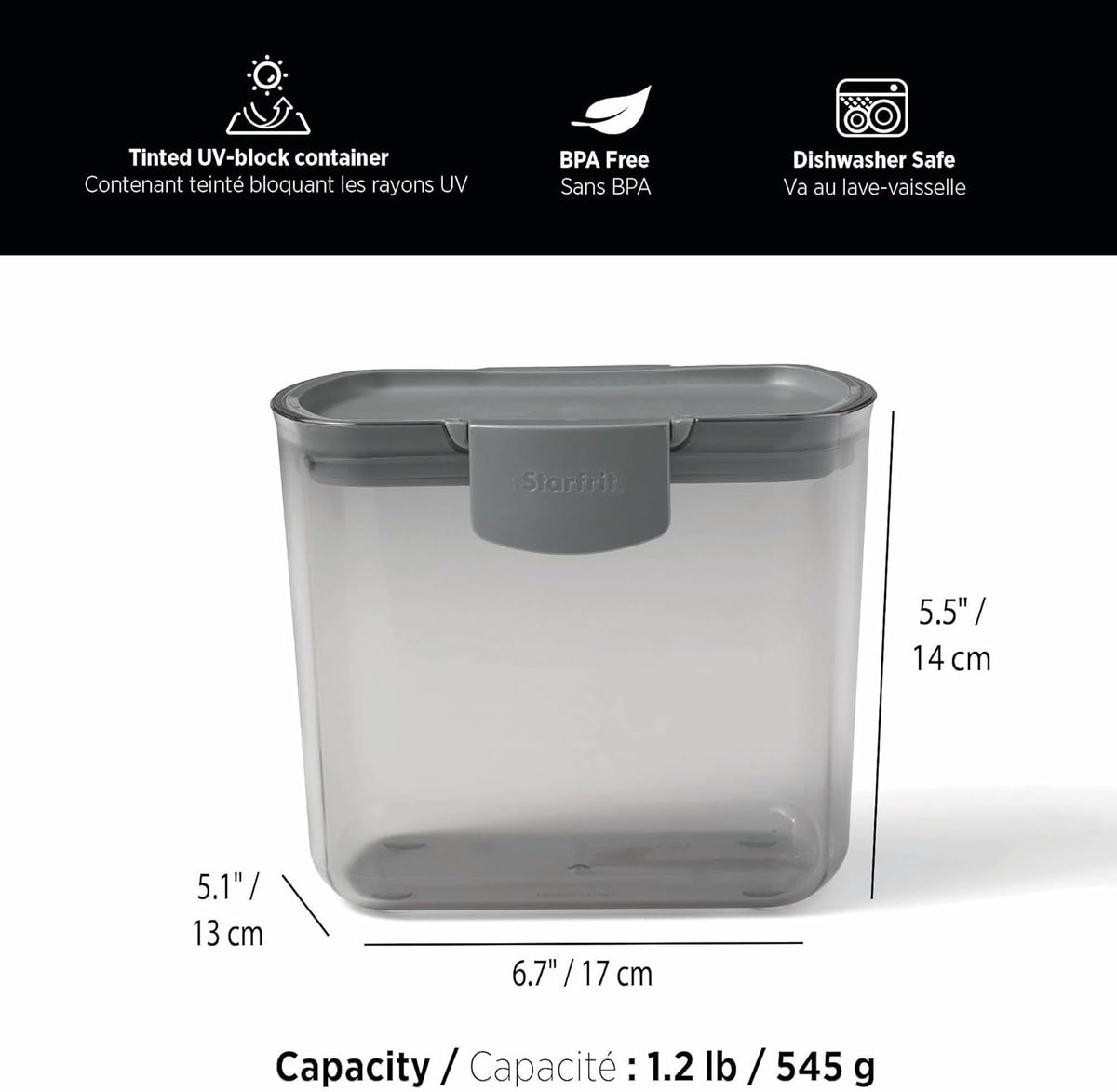 Starfrit PROKEEPER Coffee UV Tinted Container with Coffee Scoop - 1.3LB/590g - Airtight - PuriLite