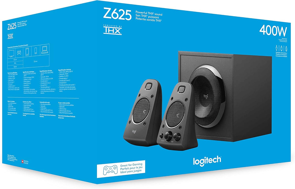 Logitech Z625 Powerful THX Sound 2.1 Speaker System for TVs, Game Consoles and Computers - PuriLite