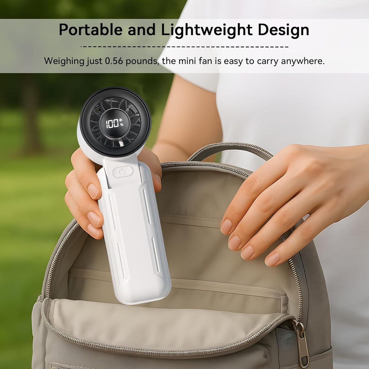 Portable Handheld Fan, 135° Foldable Mini Quiet Turbo Fan, 5 Speed Table Fan, Small USB Fan Rechargeable Fan for Indoor, Outdoor - PuriLite