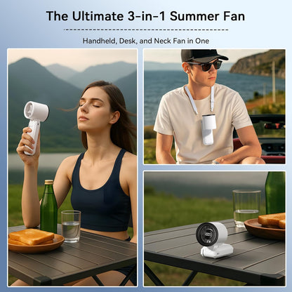 Portable Handheld Fan, 135° Foldable Mini Quiet Turbo Fan, 5 Speed Table Fan, Small USB Fan Rechargeable Fan for Indoor, Outdoor - PuriLite