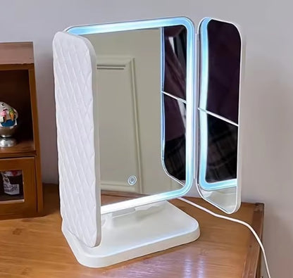 Purilite Select Trifold LED Makeup Mirror with Adjustable Lighting and Magnification for Dressing and Beauty - PuriLite