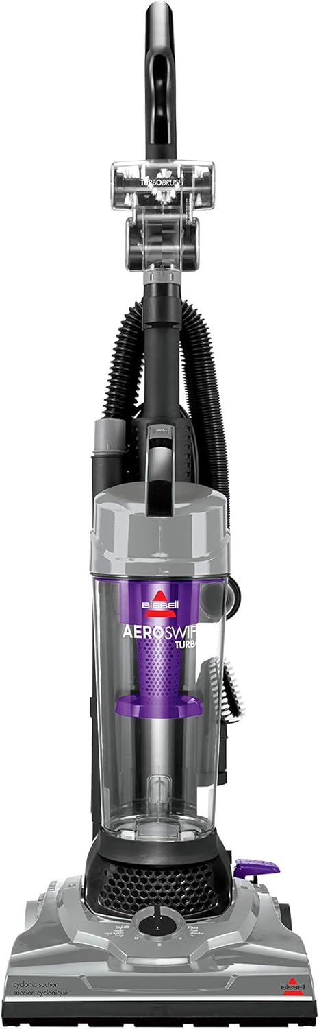Bissell - Upright Vacuum Cleaner - AeroSwift Turbo Compact - Cyclonic separation with secondary built in lifetime filter - - Lightweight - PuriLite