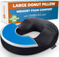 5 STARS UNITED Donut Pillow Hemorrhoid Tailbone Seat Cushion – Gel Memory Foam - Large Black Lifting Cushion Pain Relief for Coccyx, Prostate, Sciatica, Pelvic Floor, Pressure Sores, Pregnancy - PuriLite