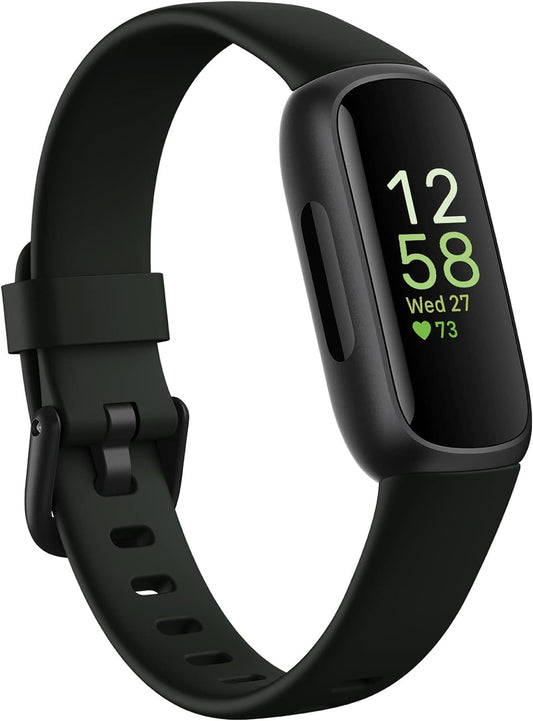 Google Fitbit Inspire 3 Health and Fitness Tracker with Stress Management, Workout Intensity, Sleep Tracking, 24/7 Heart Rate and More, Midnight Zen/black, One Size (S and L Bands Included) - PuriLite