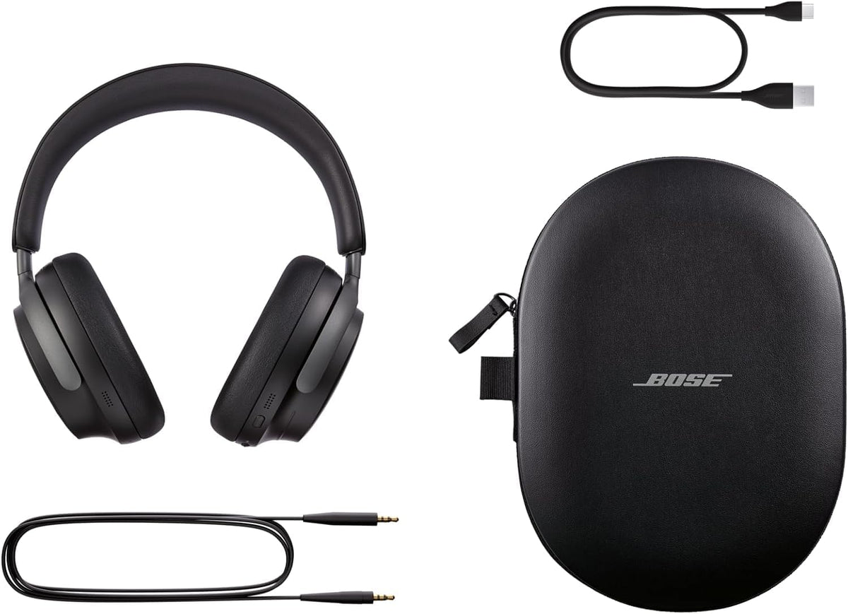 Bose QuietComfort Ultra Wireless Noise Cancelling Headphones with Spatial Audio, Over-The-Ear Headphones with Mic, Up to 24 Hours of Battery Life, Black - PuriLite