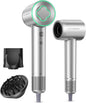 Hair Dryer - 150000 RPM High-Speed Brushless Motor Negative Ionic Blow Dryer for Fast Drying, Low Noise Thermo-Control Hair Dryer with Diffuser and Nozzle, Silvery - PuriLite