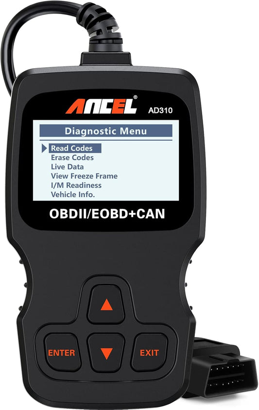 ANCEL AD310 Classic Enhanced Universal OBD II Scanner Car Engine Fault Code Reader CAN Diagnostic Tool for All OBD2 Vehicles Since 1996 & Newer (Black) - PuriLite