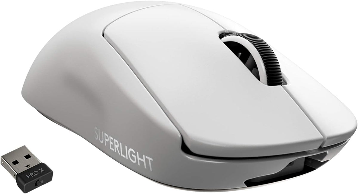 Logitech G PRO X SUPERLIGHT Wireless Gaming Mouse, Ultra-Lightweight, HERO 25K Sensor, 25,600 DPI, 5 Programmable Buttons, Long Battery Life, Compatible with PC / Mac - White - PuriLite