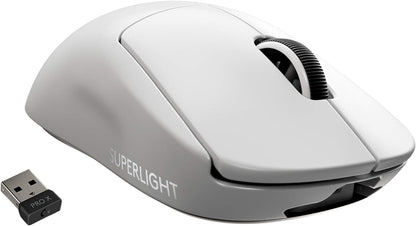 Logitech G PRO X SUPERLIGHT Wireless Gaming Mouse, Ultra-Lightweight, HERO 25K Sensor, 25,600 DPI, 5 Programmable Buttons, Long Battery Life, Compatible with PC / Mac - White - PuriLite