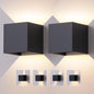2 Pack Outdoor Wall Lights Exterior/Interior LED Wall Sconces IP65 Waterproof Square Aluminum Wall Lamps Outdoor Lighting Fixture Up and Down Lights Modern Black 12W 3000K Warm Lights - PuriLite