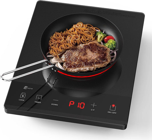 PAYISHO 1800W Hot plate Single Burner Portable Ceramic Cooktop For Cooking Ultra-Thin Stove Infrared Burner Cooker,24H Timer Child Safety Lock,Surface Compatible for All Cookware (Gray) - PuriLite