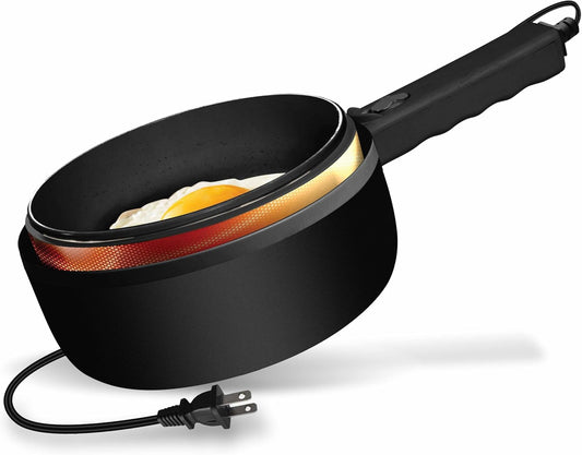CERAMAX Electric Hot Pot with Lid and Steamer, 1.5L Ceramic Hot Pot Electric Skillet, Ramen Cooker, Portable Nonstick Hotpot Pot Electric Cooker Frying Pan for Dorm Room Essentials, Camping, RVs, Work - PuriLite