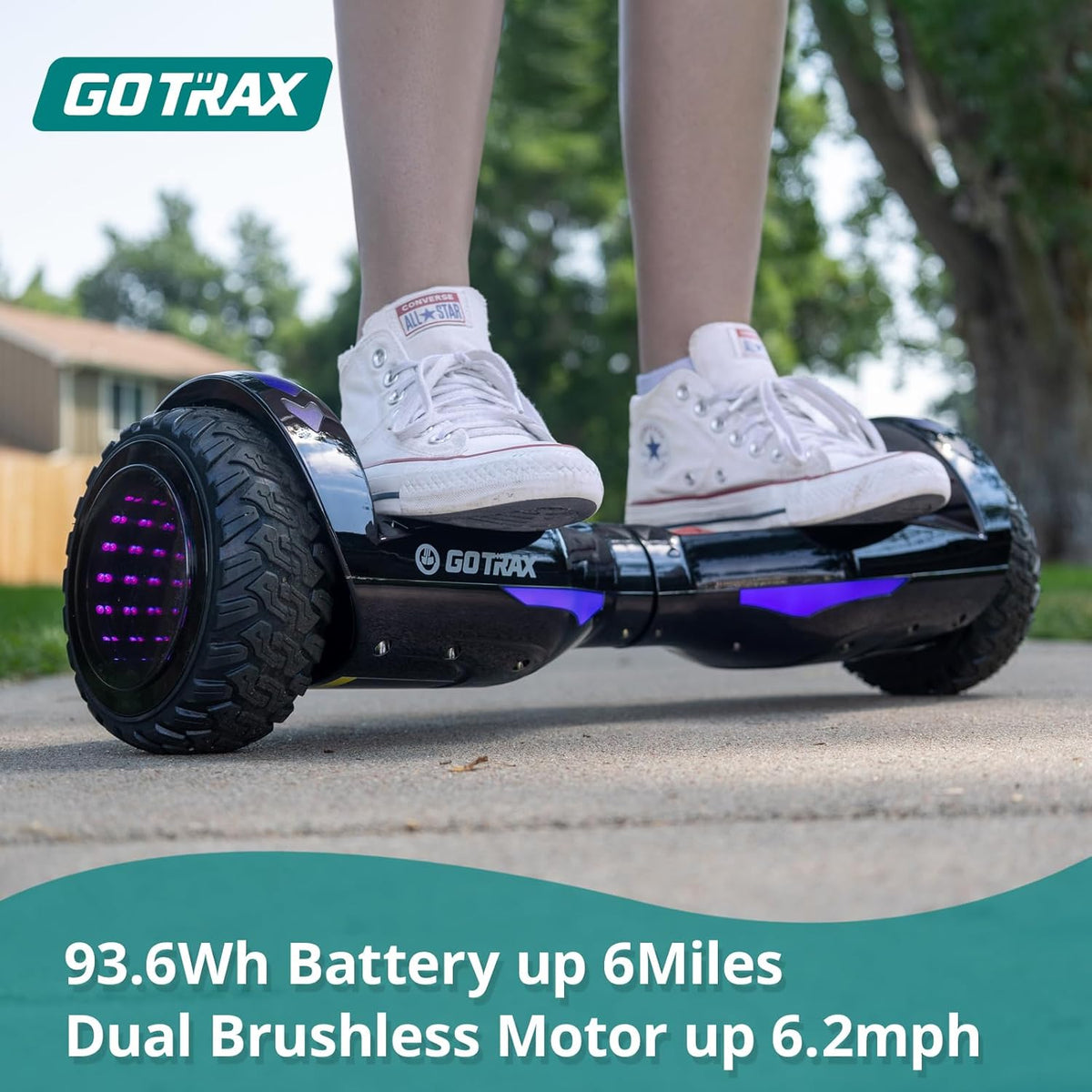 Gotrax NOVA PRO Hoverboard with LED 6.5" Offroad Tires, 10km/h & 8km, UL2272 Certified, Dual 200W Motor and 93.6Wh Battery All Terrain Self Balancing Scooters for 44-176lbs Kid Adult - PuriLite