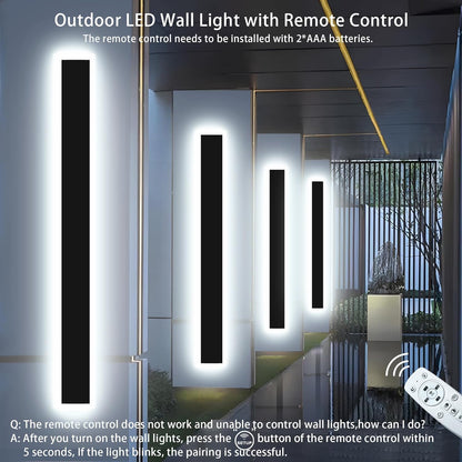 Levxhotty 【Upgraded】 31inch 2pcs Modern Outdoor Wall Light,4.33 Inch Wide Dimmable Linear Outdoor Wall Sconce Waterproof Ip65,Black LED Long Outdoor Lights for Garage Front Door Exterior Wall Lights - PuriLite