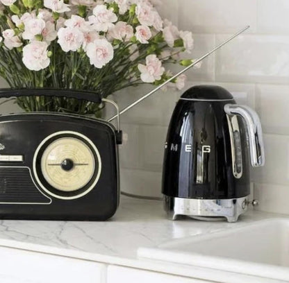 Smeg 50's Retro 7 Cup Stainless Steel Variable Temperature Electric Kettle with 7 Temperature Settings, Led Display, Swivel Base and Keep Warm Function Black KLF04BLUS - PuriLite