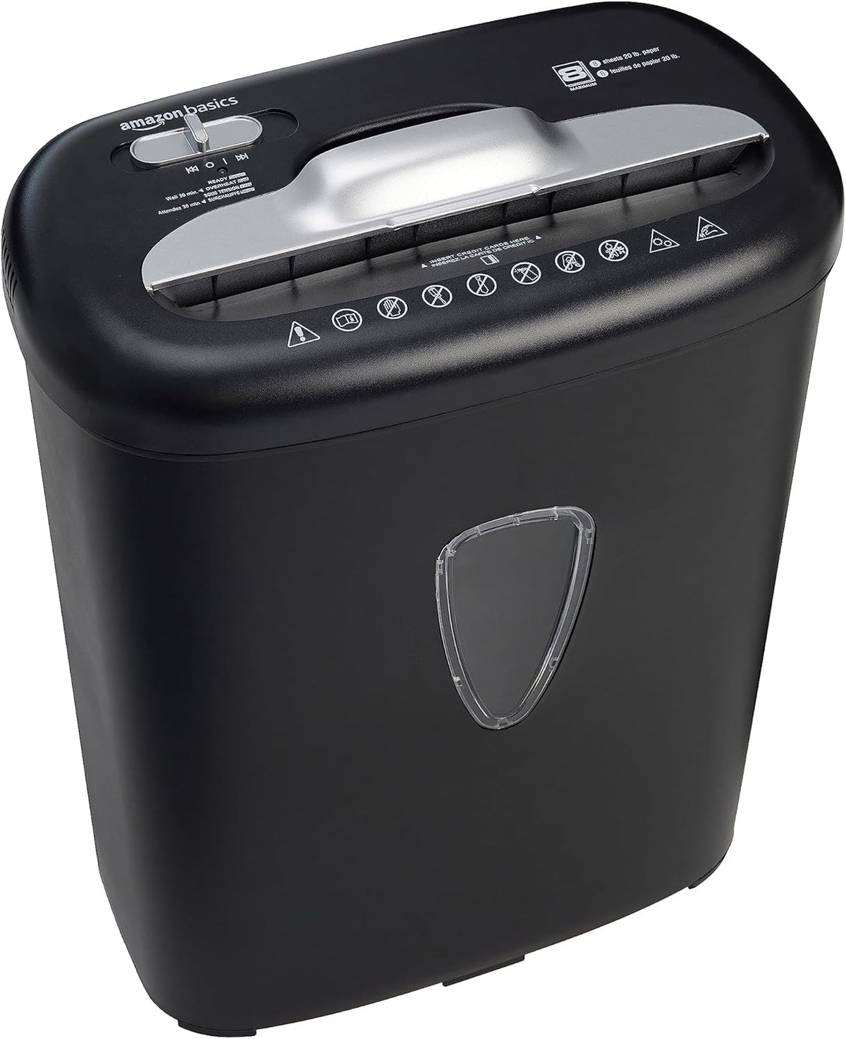 Amazon Basics 8-Sheet Cross-Cut Paper and Credit Card Home Office Shredder - PuriLite