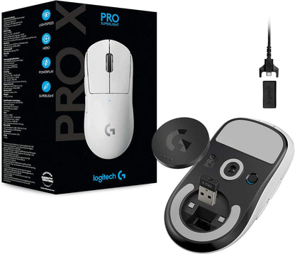 Logitech G PRO X SUPERLIGHT Wireless Gaming Mouse, Ultra-Lightweight, HERO 25K Sensor, 25,600 DPI, 5 Programmable Buttons, Long Battery Life, Compatible with PC / Mac - White - PuriLite