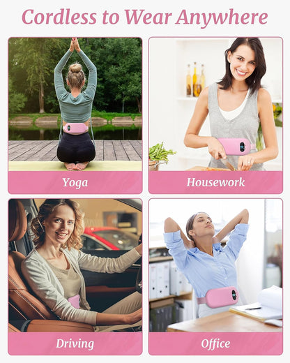 Portable Cordless Heating Pad for Cramps – Fast Heating Menstrual & Back Pain Relief Belt – 6 Heat & 6 Vibration Modes – Wearable Rechargeable Heating Pad - PuriLite