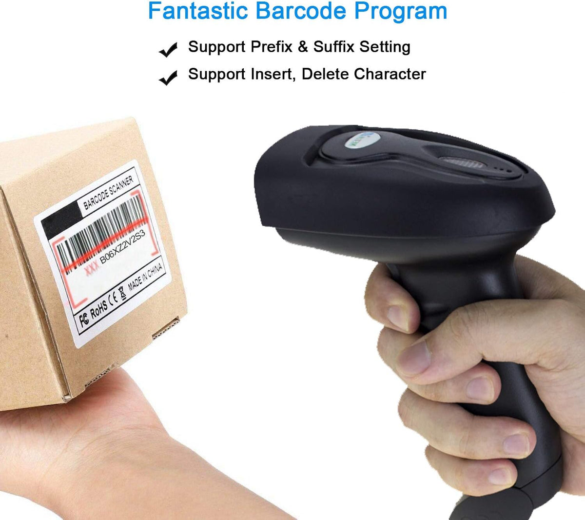NETUM Wireless Barcode Scanner 2 in 1 2.4G Wireless & USB 2.0 Wired 1D Laser Barcode Reader Portable Bar Code Scanning for Retail Supermaket Warehouse NT-1698W - PuriLite