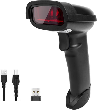 NETUM Wireless Barcode Scanner 2 in 1 2.4G Wireless & USB 2.0 Wired 1D Laser Barcode Reader Portable Bar Code Scanning for Retail Supermaket Warehouse NT-1698W - PuriLite