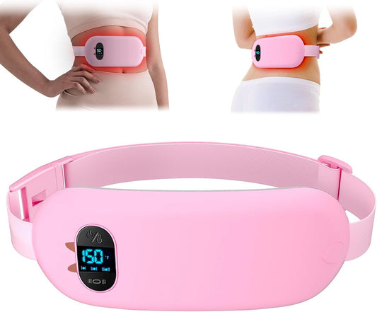Portable Cordless Heating Pad for Cramps – Fast Heating Menstrual & Back Pain Relief Belt – 6 Heat & 6 Vibration Modes – Wearable Rechargeable Heating Pad - PuriLite