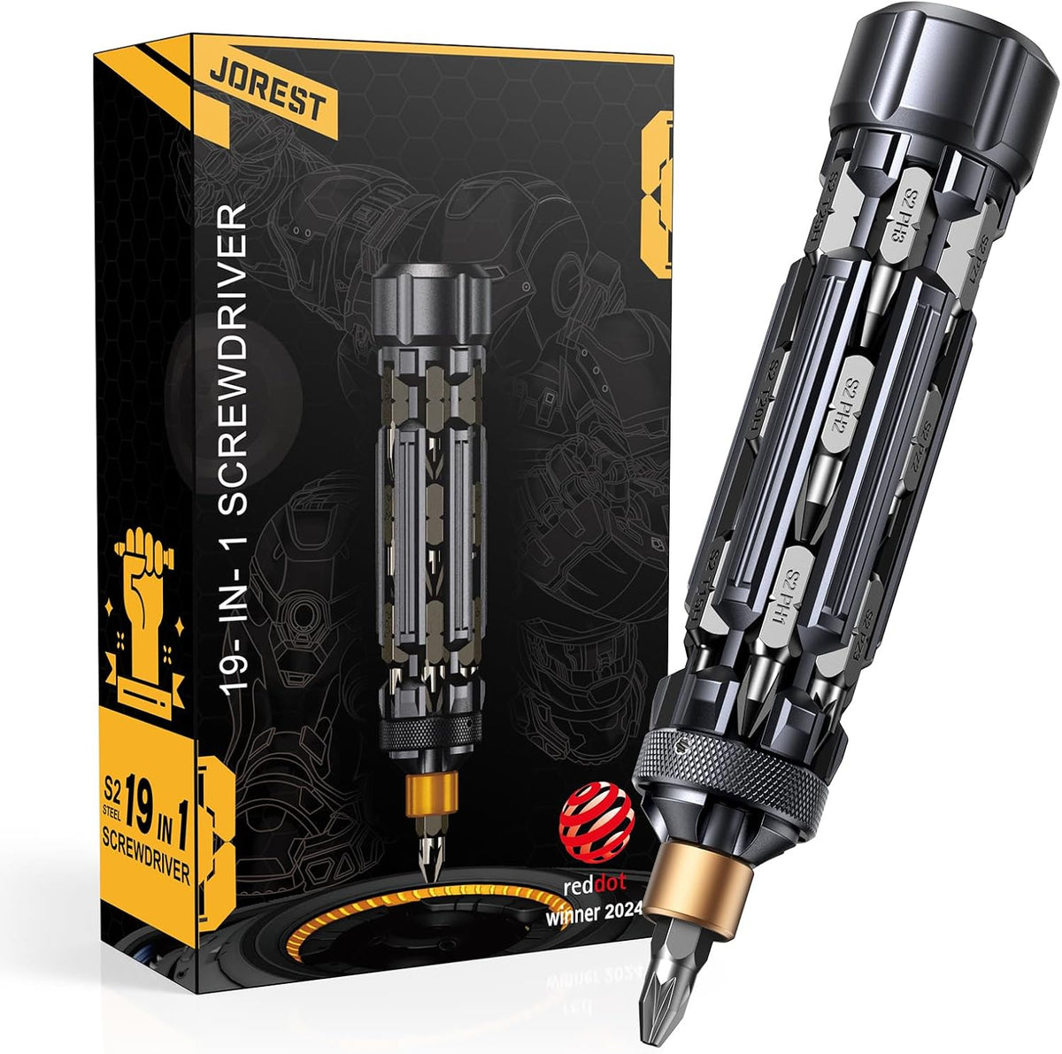 19-in-1 Multi Bit Screwdriver Set, Compact EDC Magnetic Screwdriver Tool with Extension Rod, Portable All-in-One Repair Tool for Electronics, Furniture and Home Maintenance - PuriLite
