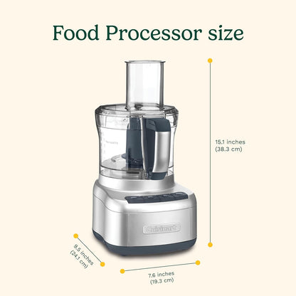 Cuisinart Elemental 8-Cup (2L) Food Processor with Attachments, 350W, Silver (FP-8SVEC) - PuriLite