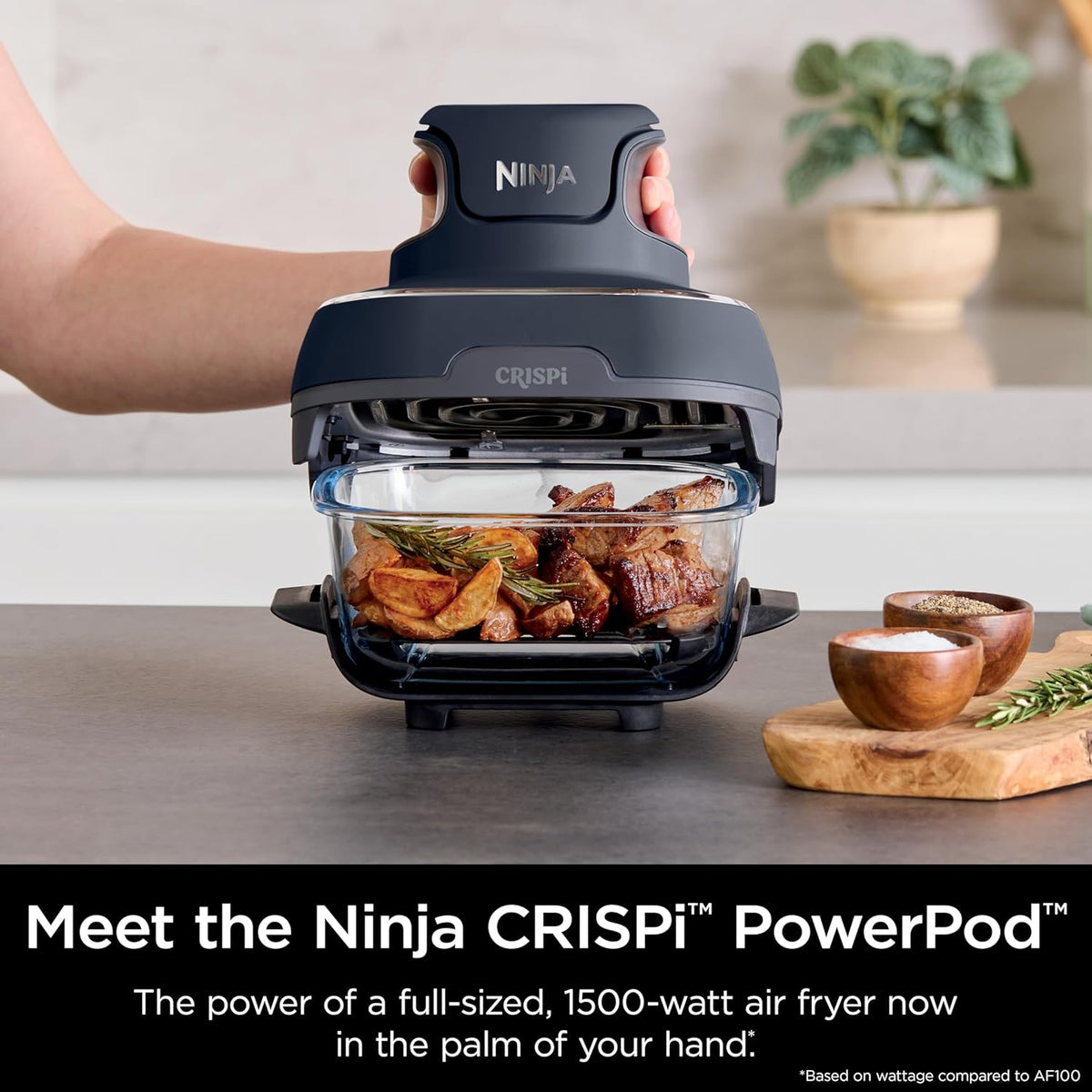 Ninja Crispi Air Fryer, Microwave, Freezer & Dishwasher Safe, Non Toxic Glass Portable Cooking System, 4 QT & 6 Cup Glass Containers with Storage Lids, Easy Meals, Air Fry, Bake, & More Grey, FN101CGY - PuriLite