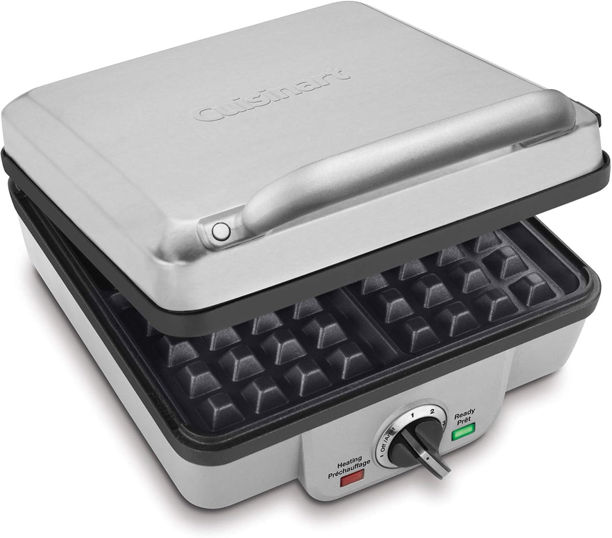 Cuisinart Belgian Waffle Maker with Pancake Plate, Non-Stick Removable Plates, Silver (WAF-350C) - PuriLite