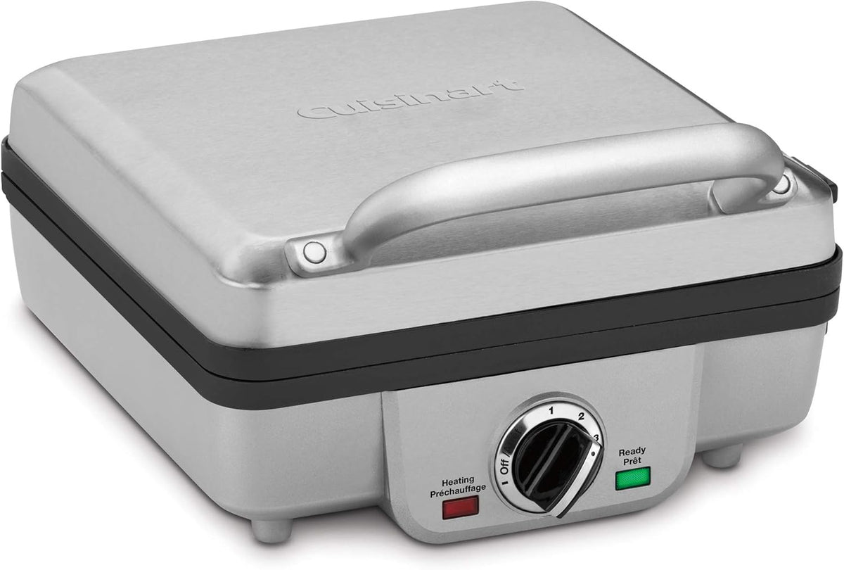 Cuisinart Belgian Waffle Maker with Pancake Plate, Non-Stick Removable Plates, Silver (WAF-350C) - PuriLite