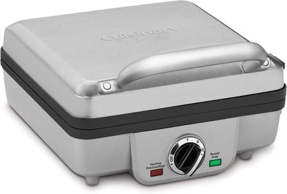 Cuisinart Belgian Waffle Maker with Pancake Plate, Non-Stick Removable Plates, Silver (WAF-350C) - PuriLite