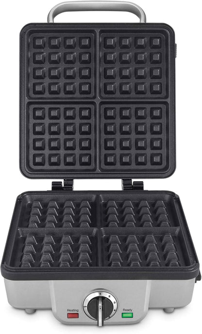 Cuisinart Belgian Waffle Maker with Pancake Plate, Non-Stick Removable Plates, Silver (WAF-350C) - PuriLite
