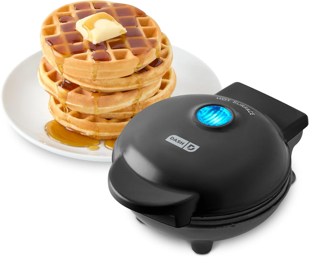 Dash Mini Maker: The Mini Waffle Maker Machine for Individual Waffles, Paninis, Hash browns, & other on the go Breakfast, Lunch, or Snacks - Black - PuriLite
