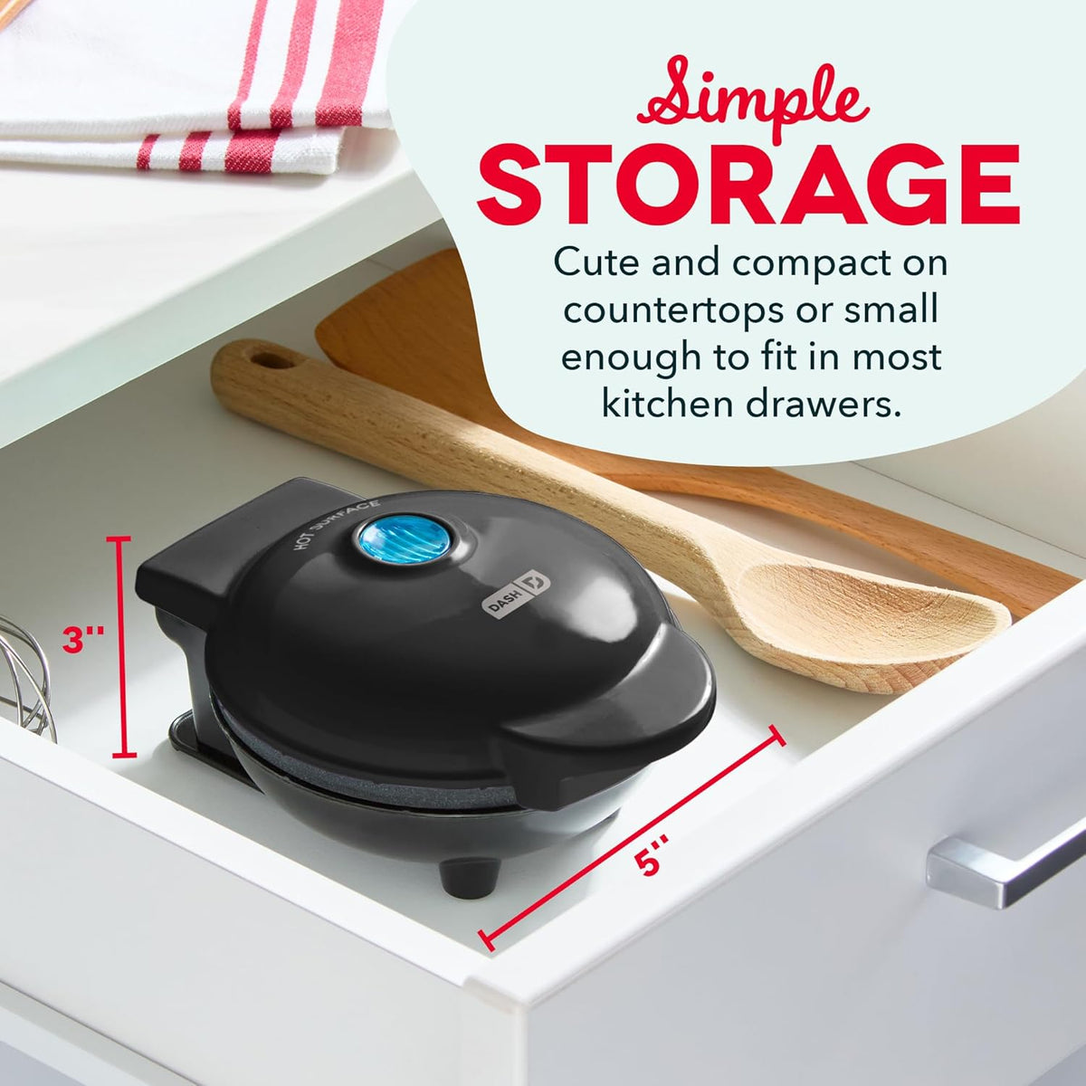 Dash Mini Maker: The Mini Waffle Maker Machine for Individual Waffles, Paninis, Hash browns, & other on the go Breakfast, Lunch, or Snacks - Black - PuriLite