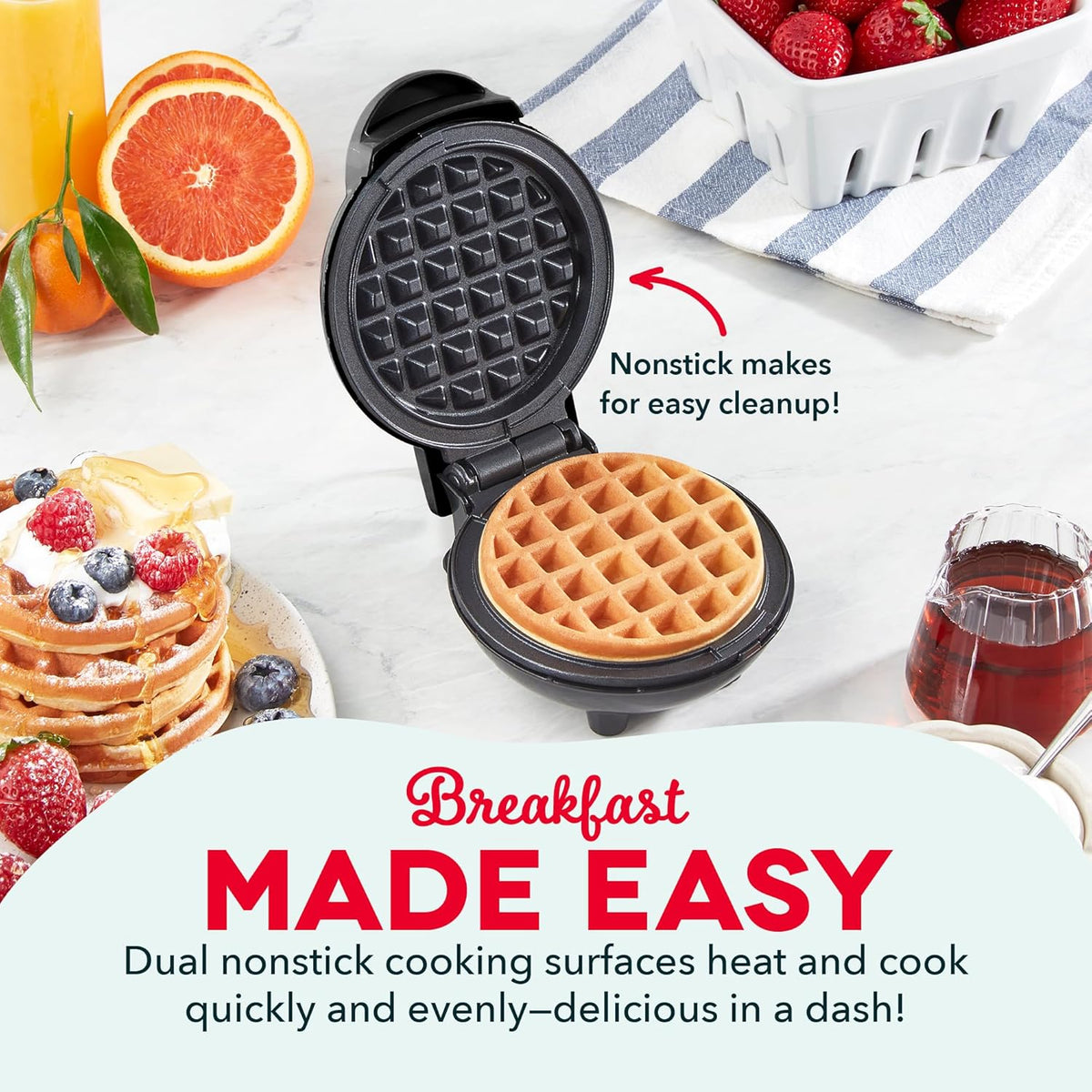 Dash Mini Maker: The Mini Waffle Maker Machine for Individual Waffles, Paninis, Hash browns, & other on the go Breakfast, Lunch, or Snacks - Black - PuriLite