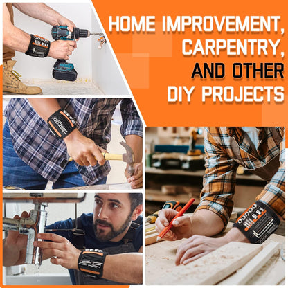 Magnetic Wristband Tool Organizer for Men, Adjustable Tool Holding Bracelet with Strong Magnets, Hands-Free Screw and Nail Holder for Home Improvement and DIY Projects - PuriLite