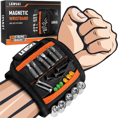 Magnetic Wristband Tool Organizer for Men, Adjustable Tool Holding Bracelet with Strong Magnets, Hands-Free Screw and Nail Holder for Home Improvement and DIY Projects - PuriLite