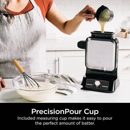 Ninja BW1000C Belgian Waffle Maker, Nonstick, 5 Shade Settings, Easy to Clean, Black/Silver, 12 inch - PuriLite