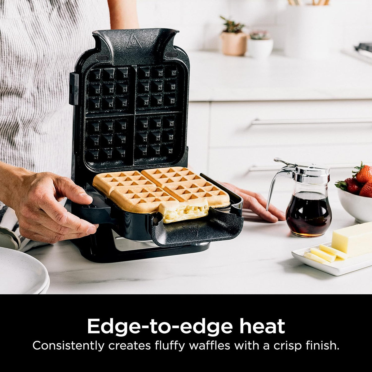Ninja BW1000C Belgian Waffle Maker, Nonstick, 5 Shade Settings, Easy to Clean, Black/Silver, 12 inch - PuriLite