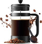 KICHLY - 34 Ounce French Press Espresso and Tea Maker with Triple Filters, Stainless Steel Plunger and Heat Resistant Borosilicate Glass, Black - PuriLite