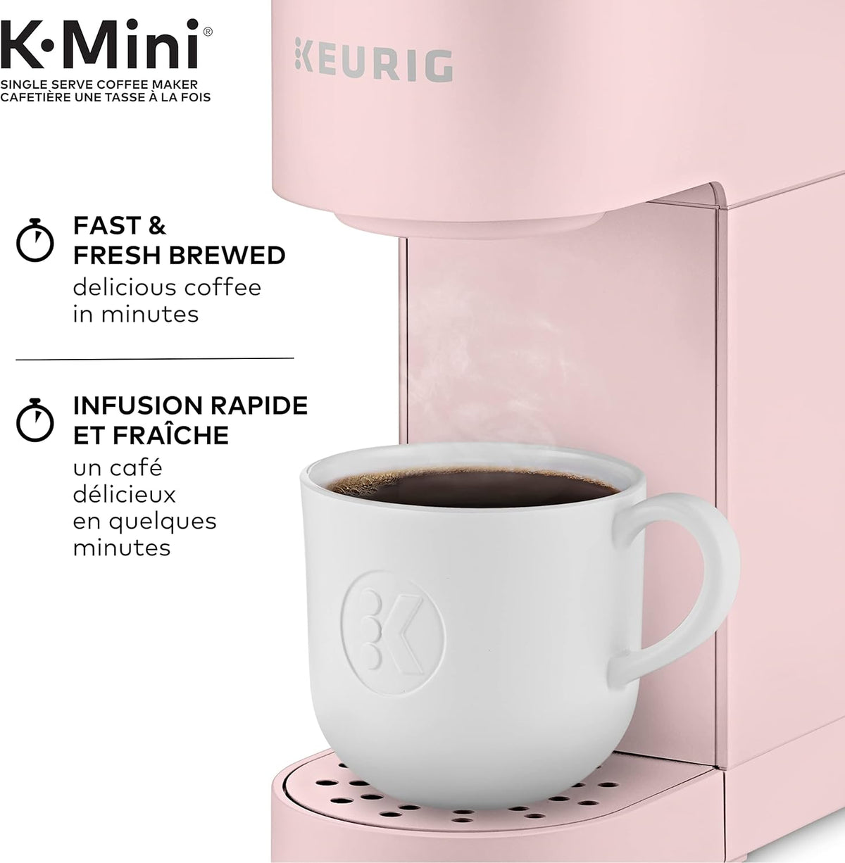 Keurig K-Mini Single Serve K-Cup Pod Coffee Maker, Featuring An Ultra-sleek Design, Dusty Rose - PuriLite
