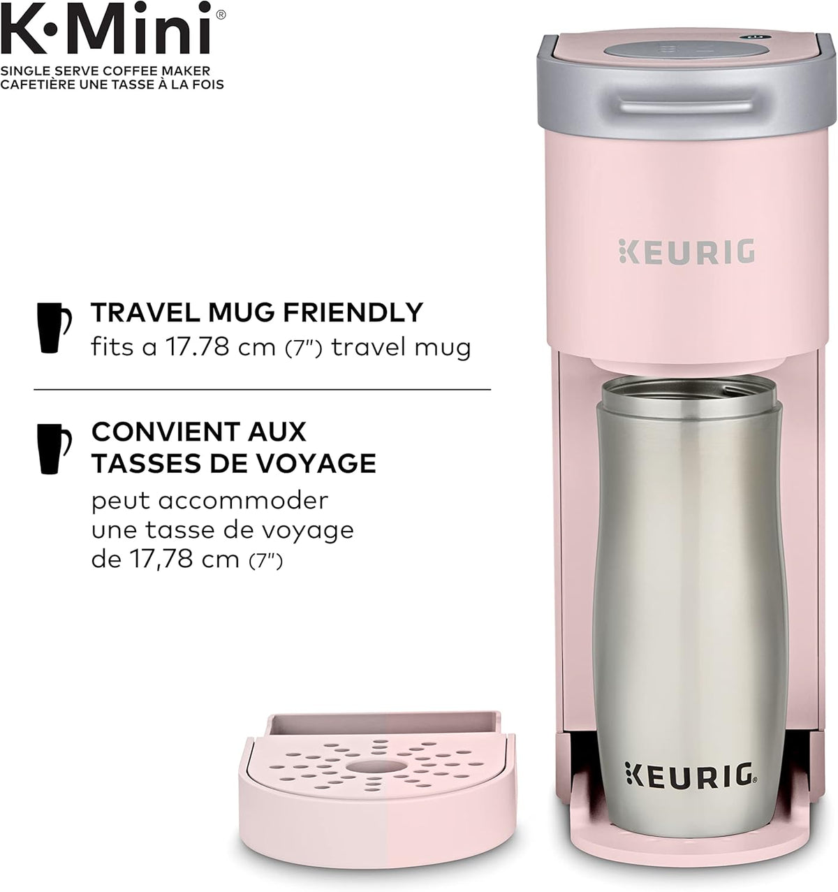Keurig K-Mini Single Serve K-Cup Pod Coffee Maker, Featuring An Ultra-sleek Design, Dusty Rose - PuriLite