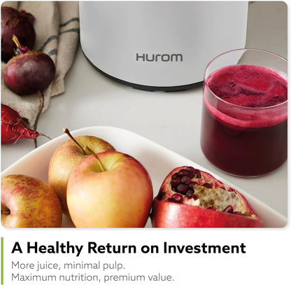 Hurom H400 Easy Clean Slow Juicer, Matte Black | Hands Free | Hopper Fits Whole Produce | Quiet Motor | Scrub Free Cleaning | BPA Free | Easy Assembly | Healthy Living | Cold Press Masticating Juicer - PuriLite
