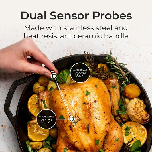 MEATER SE [New]: Wireless Smart Bluetooth Meat Thermometer | 50+ Master Class Recipes in Free App | Measures Internal & Ambient Temp | Ideal for Oven, Grill, Kitchen, BBQ, Smoker, Air Fryer, Sous Vide - PuriLite